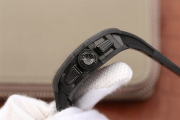Replica Richard Mille RM011 NTPT Carbon Case Chronograph KVF Skeleton Dial White Inner Bezel Black Rubber Strap A7750