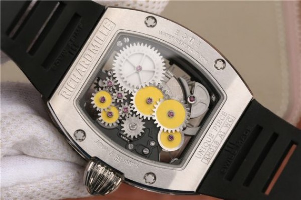 Replica Richard Mille RM018 Hommage a Boucheron SS Yellow Skeleton Dial Black Rubber Strap 6T51