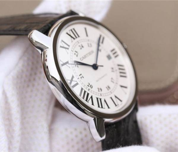 Replica Cartier ZF Ronde de Cartier 42mm White Dial Leather Strap MIYOTA 9015