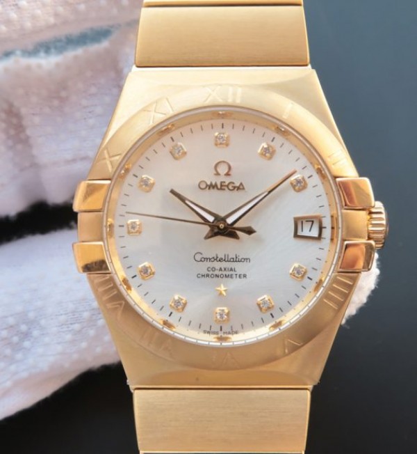 Replica Omega V6 Constellation YG White Dial Diamonds Markers YG Bracelet A2500