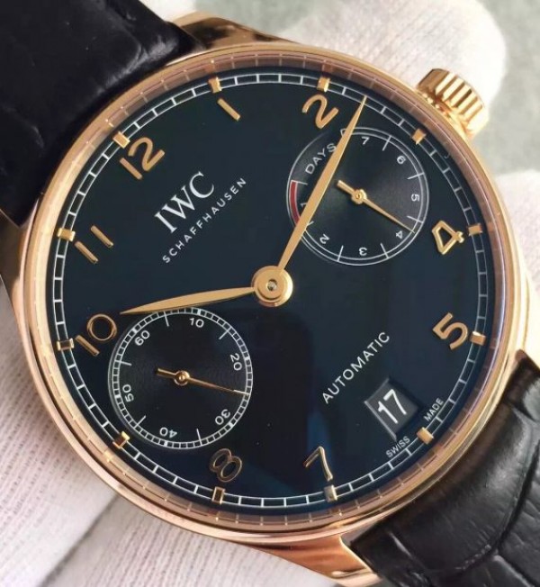 Replica IWC ZF Portuguese RG IW5007 Black Dial Leather Strap A52010