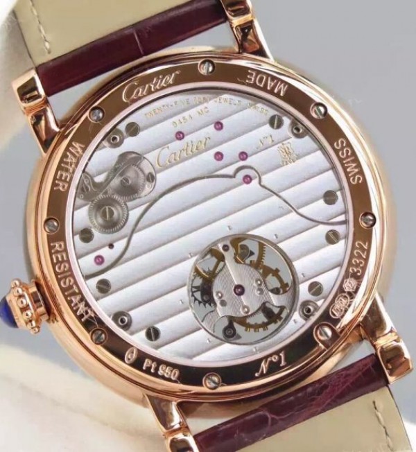 Replica Cartier Rotonde De Cartier Tourbillon RG Leather Strap
