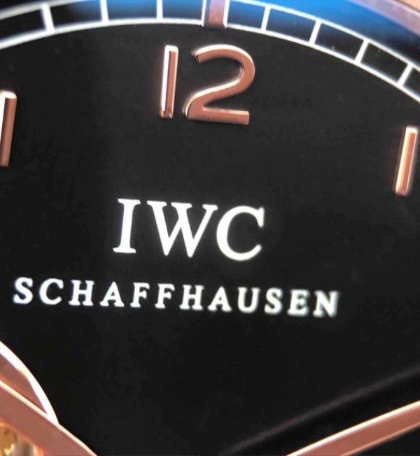 Replica IWC AZ Portuguese Flying Tourbillon SS Black Dial Leather Strap