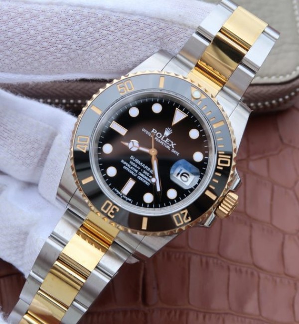 Replica Rolex Submariner 116613 LN Noob Black Dial SS/YG Bracelet A3135