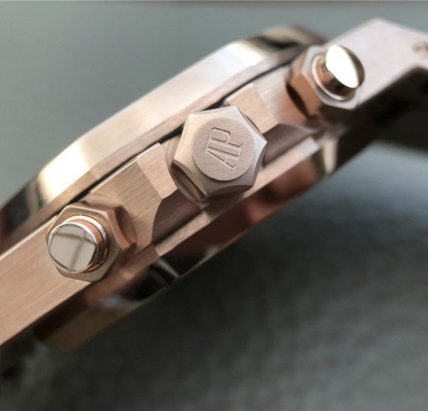 Replica Audemars Piguet Royal OAK Royal Oak Chronograph 26331 RG Brown Dial Leather Strap A7750