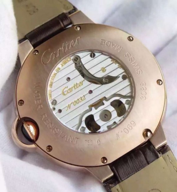 Replica Cartier Ballon Bleu Tourbillon YG Brown Leather Strap