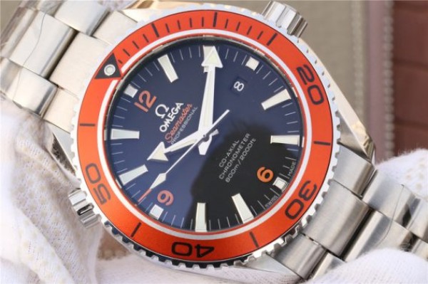 Replica Omega Planet Ocean Professional Orange Bezel 45mm OMF SS Bracelet A8500