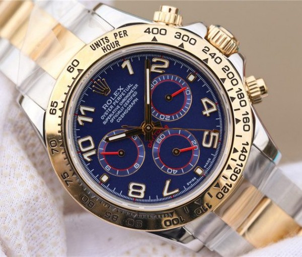 Replica Rolex Daytona 116523 Thick YG Wrapped Blue Dial Numerals Markers SS/YG Bracelet A7750
