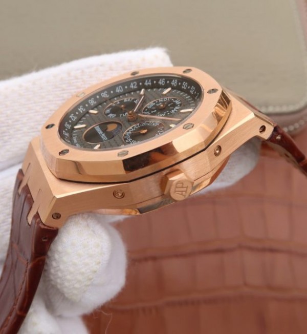 Replica Audemars Piguet JF Royal Oak 41mm 26574 RG Black Dial Leather Strap A5134