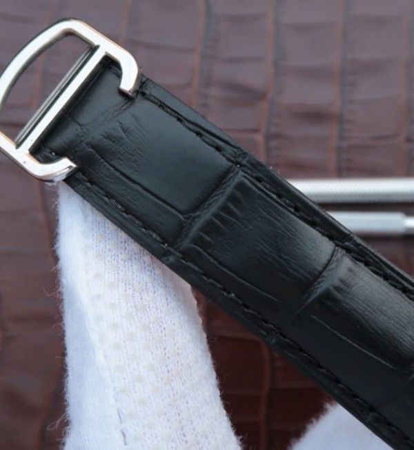 Replica Cartier Ballon Bleu Tourbillon 44mm SS Black Leather Strap