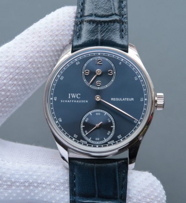 Replica IWC YLF Portuguese Regulateur Blue Dial Leather Strap A6498