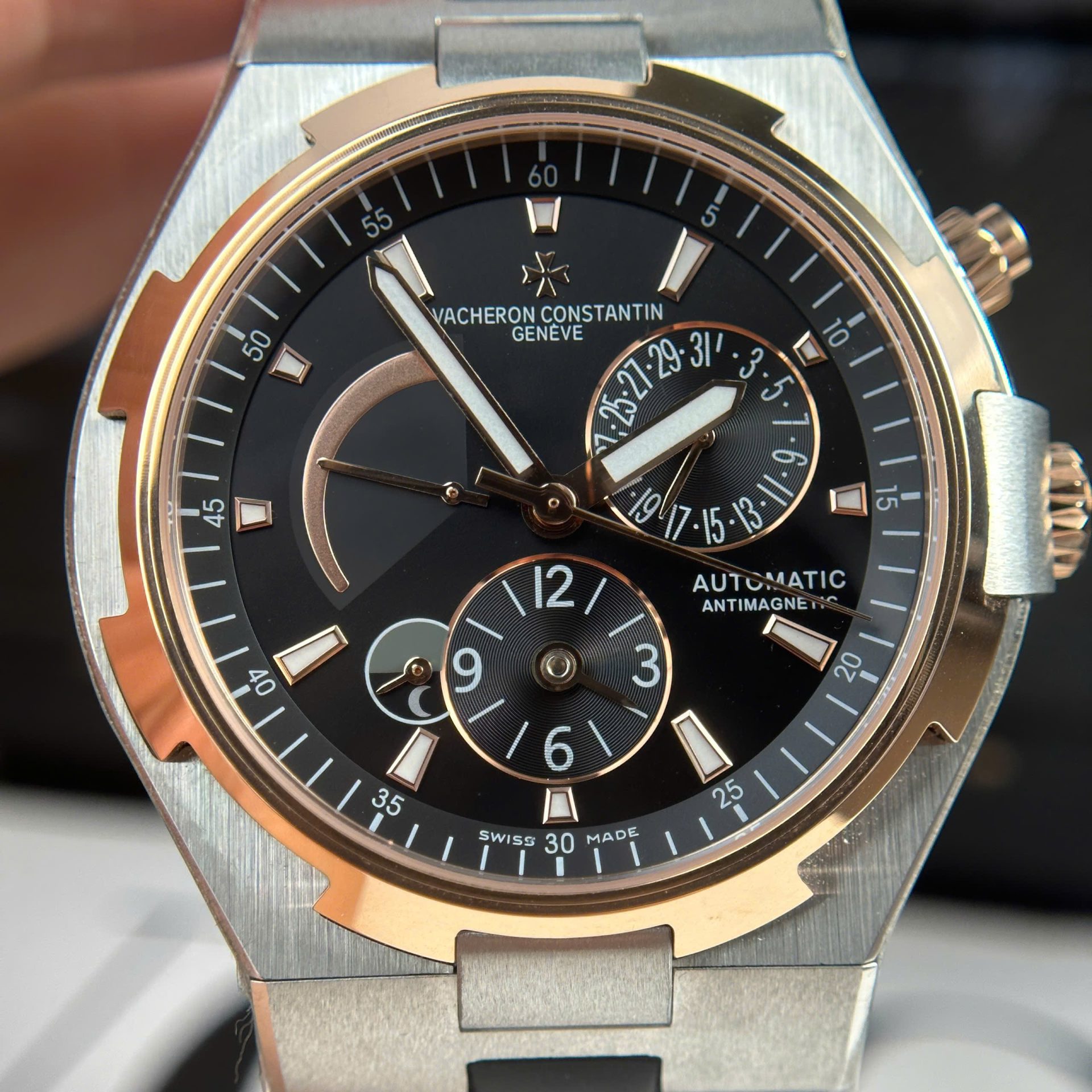 Vacheron Constantin Copies Watch Overseas Dual Time 47450 Demi Rose Gold 9F Factory 42mm