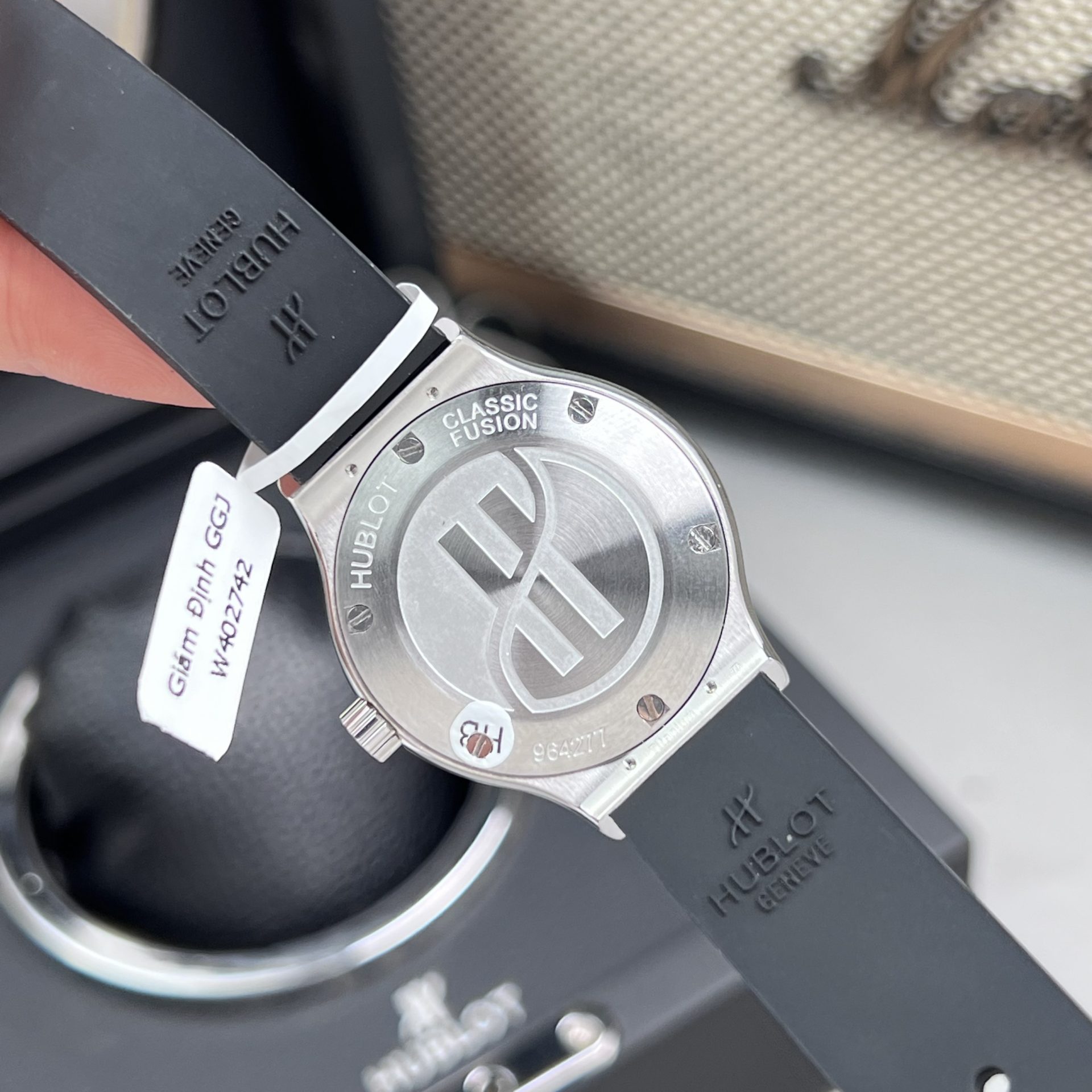 Hublot Classic Fusion Replica Watch Black Dial Custom Moissanite Diamonds 33mm