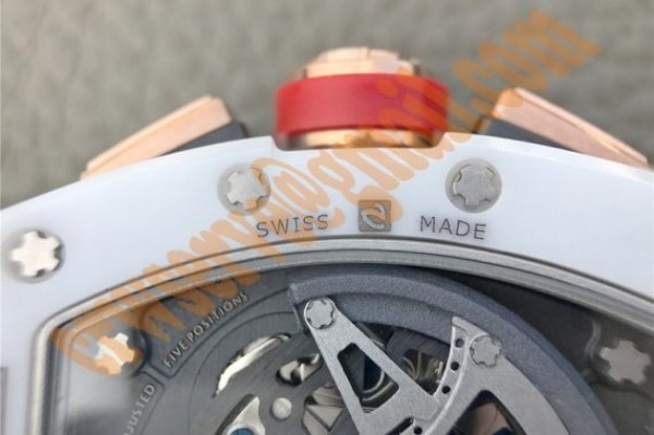 Replica Richard Mille RM011 RG White Ceramic Felipe Massa Black Inner Bezel White Rubber Strap A7750