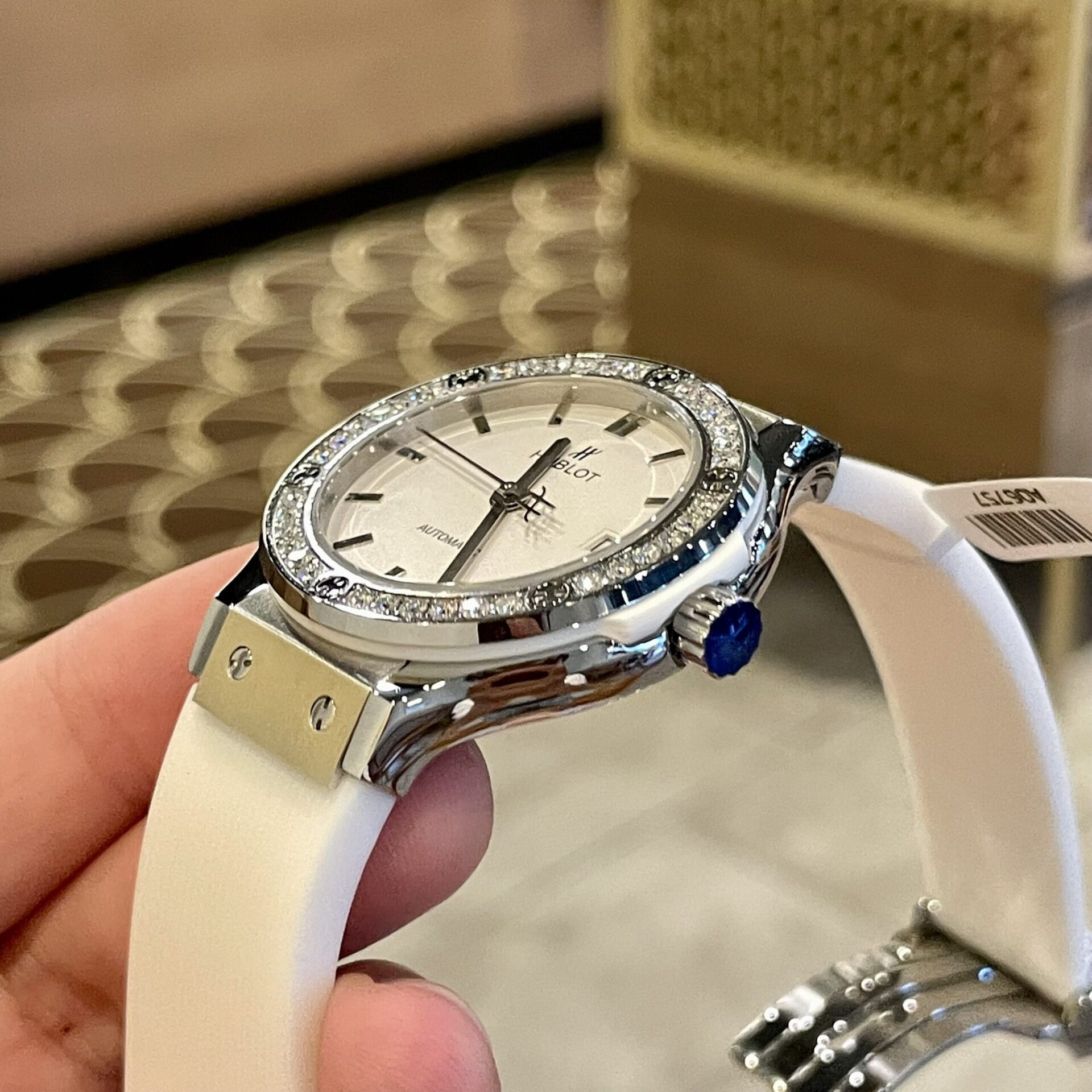 Hublot Replica Watch Classic Fusion White Dial Custom Moissanite Diamonds 38mm
