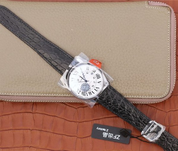 Replica Cartier ZF Ronde de Cartier 42mm White Dial Leather Strap MIYOTA 9015