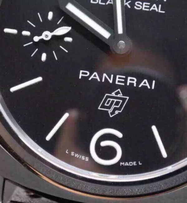 Replica Panerai PAM380 Black Dial Genuine Black Leather Strap A6497
