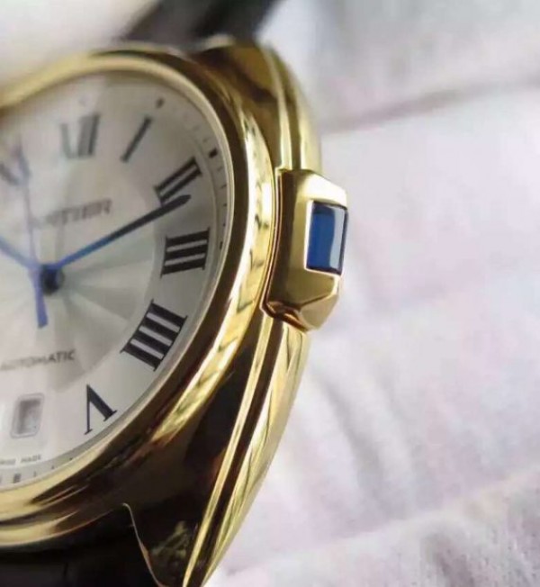 Replica Cartier Cle de Cartier YG White Textured Dial Leather Strap MIYOTA9015