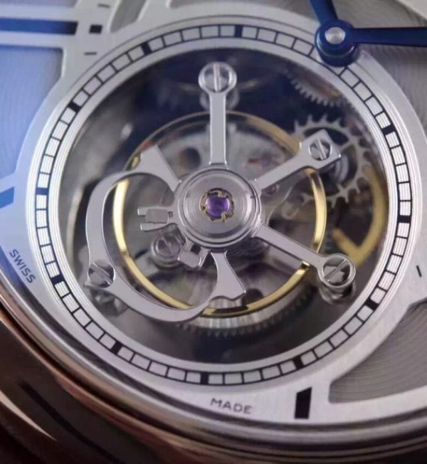 Replica Cartier Ballon de Cartier Tourbillon RG Gray Dial Leather Strap Flying Tour