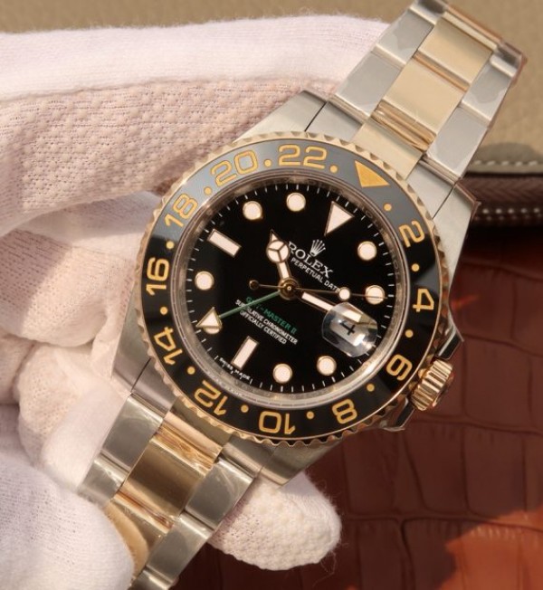 Replica Rolex GMT-Master II 116713 LN Black Ceramic Thick YG Wrapped Noob A3186
