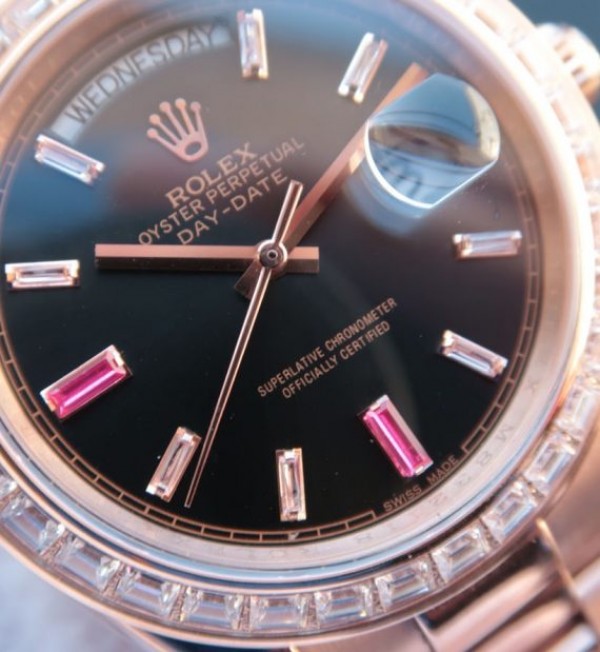 Replica Rolex Noob Day-Date 218399 RG Black Dial Bracelet A3255
