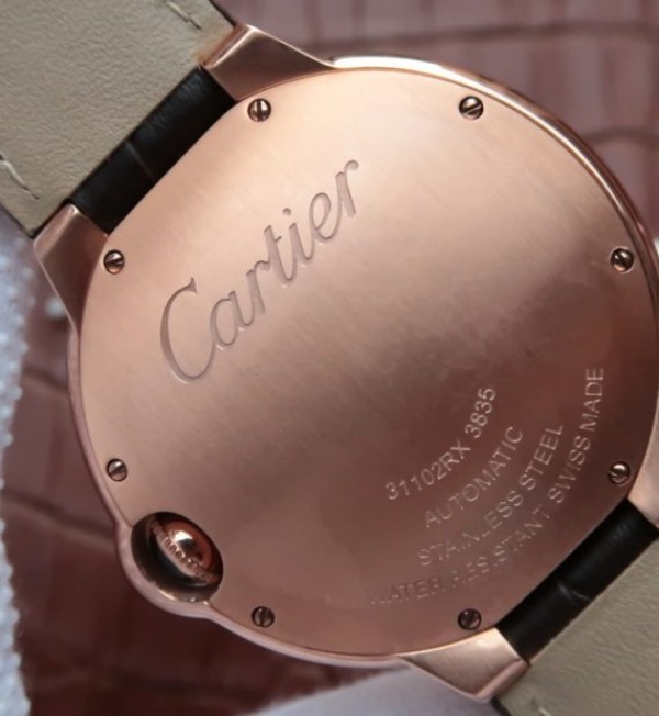 Replica Cartier JF Ballon Bleu 42mm RG White Dial Leather Strap MIYOTA9015