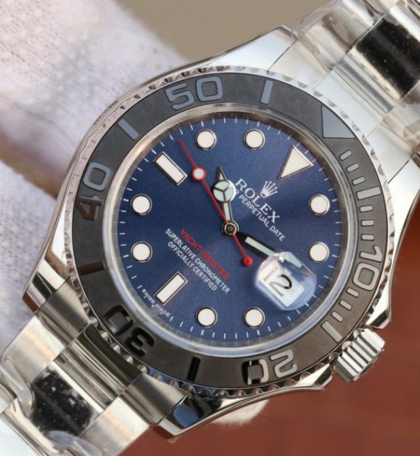 Replica Rolex Yacht-Master 116655 SS EW Blue Dial on SS Bracelet A3135
