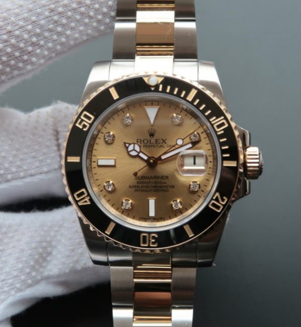 Replica Rolex Submariner 116613 LN Noob YG Wrapped Bezel YG Dial SS/YG Bracelet A3135