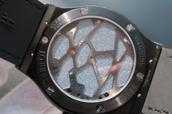 Replica Hublot Classic Fusion Tourbillon 45mm TF PVD Purple Skeleton Dial Black Gummy Strap A23J