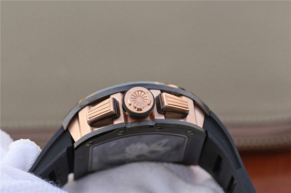 Replica Richard Mille RM011 RG Black Ceramic Chrono Skeleton Dial Black Rubber Strap A7750