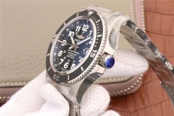 Replica Breitling SuperOcean  II 44mm GF Black Dial SS Bracelet A2824