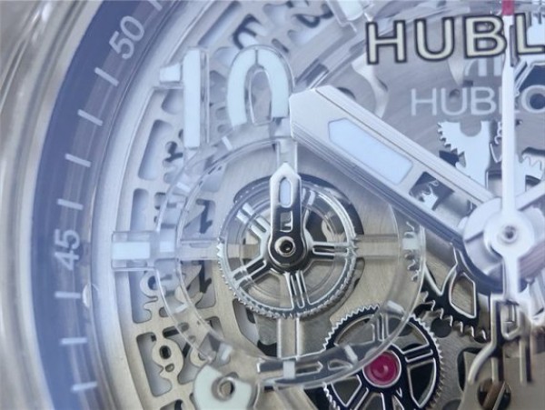 Replica Hublot Big Bang Unico Sapphire Plastic Case Skeleton Dial White Rubber Strap Jap Quartz