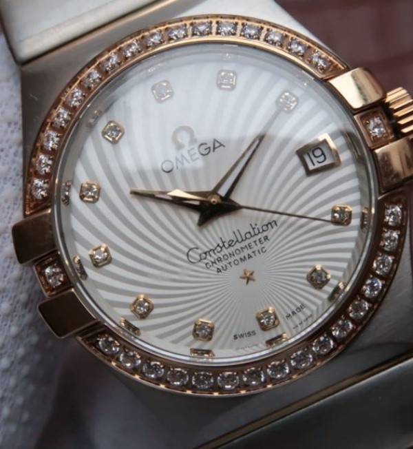 Replica Omega V6 Constellation 123.20.35 SS White Textured Dial