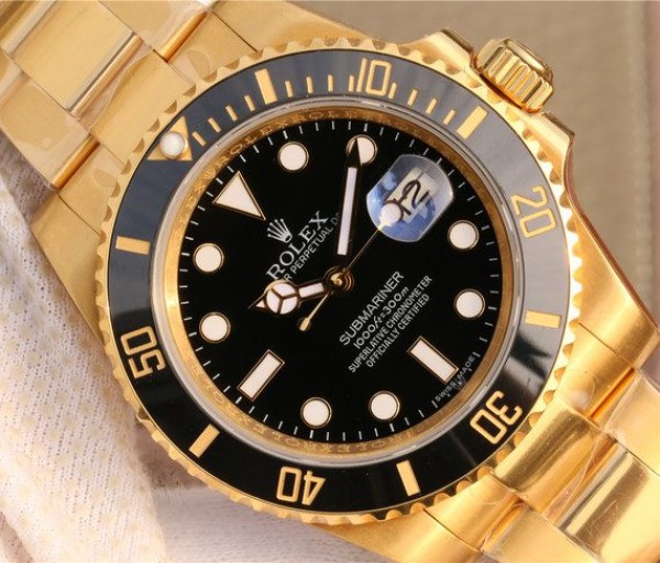 Replica Rolex Submariner 116613 LN YG Wrapped Black Dial YG Wrapped Bracelet Eta2836