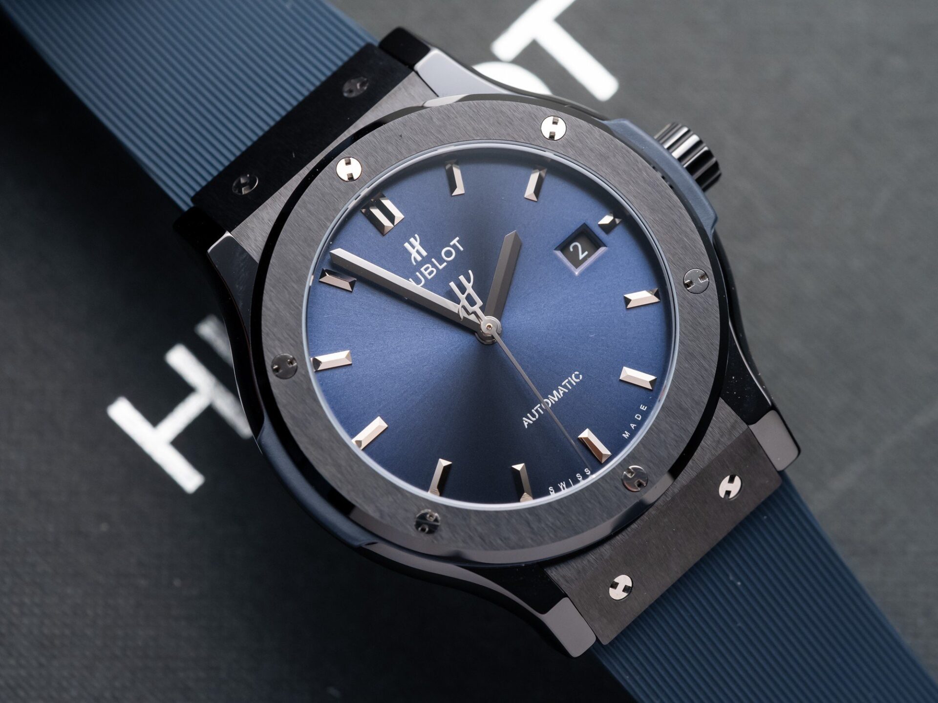 Hublot Classic Fusion Ceramic Blue Dial Rubber Strap GS Factory 42mm