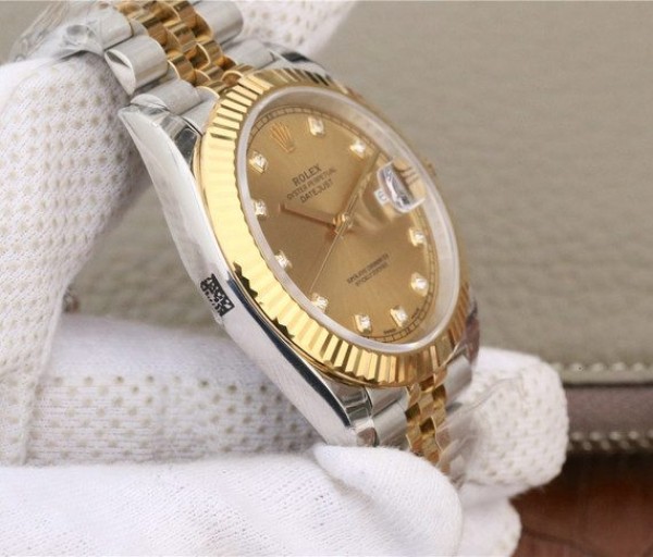 Replica Rolex DateJust 41mm 126333 Noob YG Wrapped YG Dial Diamonds Markers SS/YG Bracelet A3235