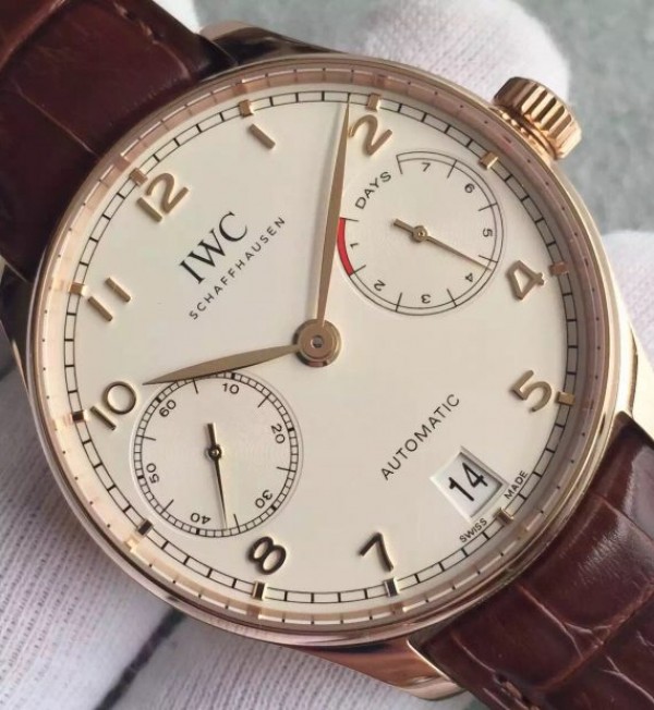Replica IWC ZF Portuguese IW500701 RG White Dial Leather Strap A52010