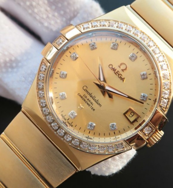 Replica Omega V6 Constellation YG Dial Diamonds Bezel   Markers YG Bracelet A2500