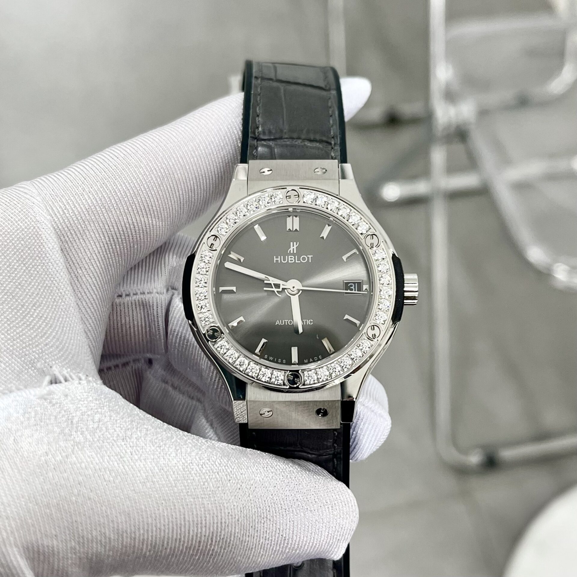 Hublot Classic Fusion Best Replica Watch Diamonds Grey HB Factory 38mm