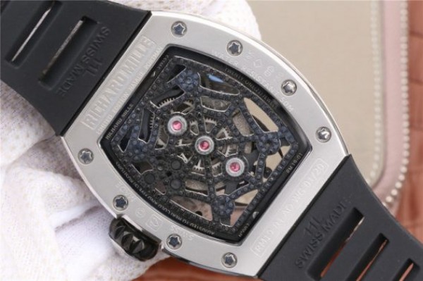 Replica Richard Mille RM 19-01 Tourbillon SS Full Paved Diamonds Case Skeleton Spider Dial Black Rubber Strap 6T51