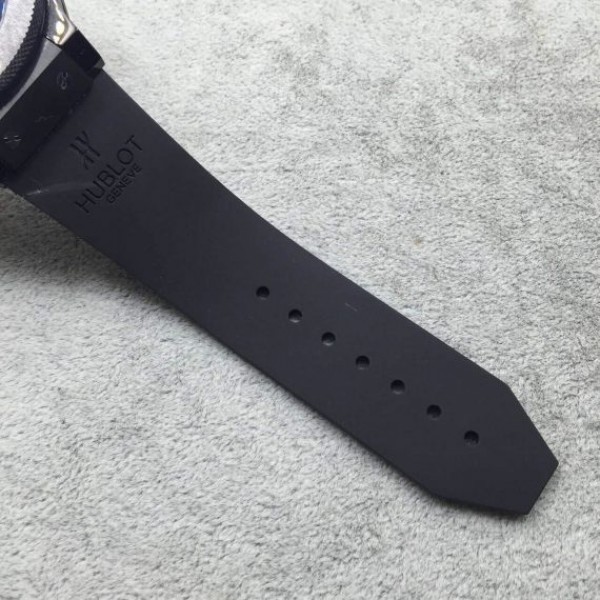 Replica Hublot Big Bang Tourbillon Ceramic Case Black Dial Rubber Strap