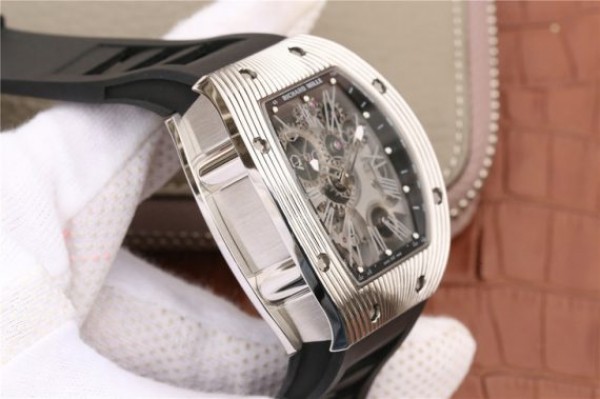 Replica Richard Mille RM018 Hommage a Boucheron SS Black Skeleton Dial Black Rubber Strap 6T51