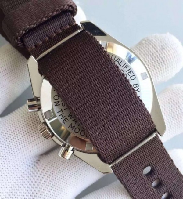 Replica Omega Speedmaster Moonwatch Apollo 11 45th anniversary Limited Brown Dial Nylon Strap