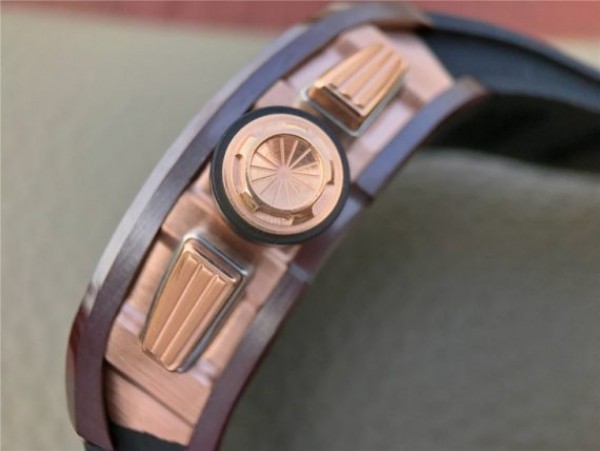 Replica Richard Mille RM011 Brown Ceramic RG Chrono Skeleton Dial Black Rubber Strap A7750