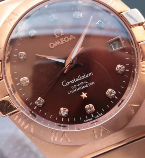 Replica Omega V6 Constellation 123.20.35 RG Case Brown Dial