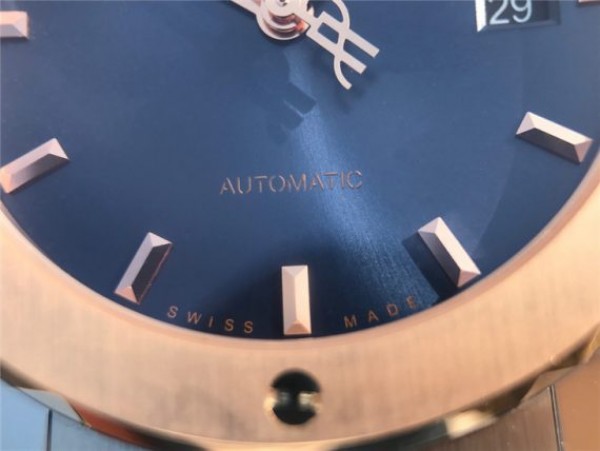 Replica Hublot Classic Fusion 42mm RG JJF Blue Dial Blue Gummy Strap A2892