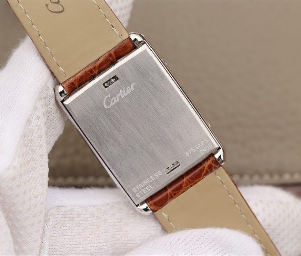 Replica Cartier Tank Reversible White Dial Leather Strap