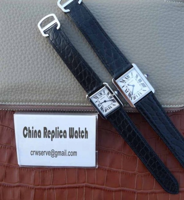 Replica Cartier Tank Solo SS White Dial Black Leather Strap Ronda Quartz