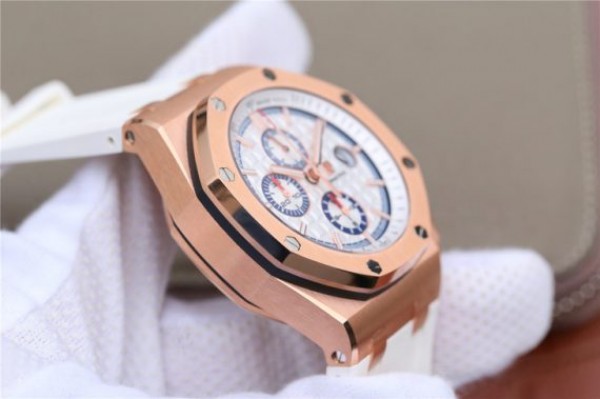 Replica Audemars Piguet Royal Oak Offshore 44mm RG Summer Edition JF White Rubber Strap A3126