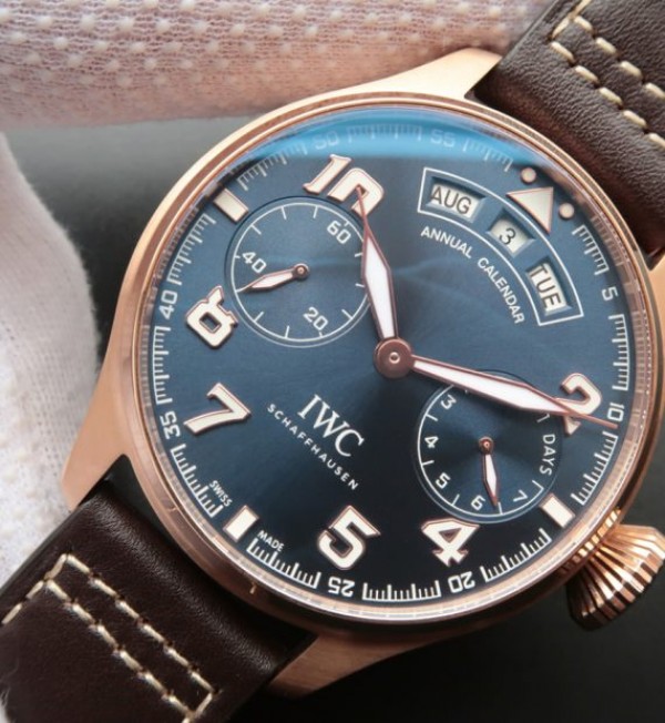 Replica IWC ZF Big Pilot IW502701 RG Blue Dial Leather Strap